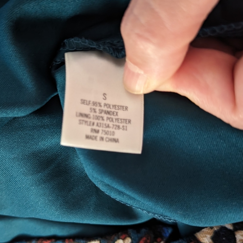 Alya by Francesca's Teal Skater Dress with Zip Back, 3/4 Sleeves-  Small - Picture 7 of 7